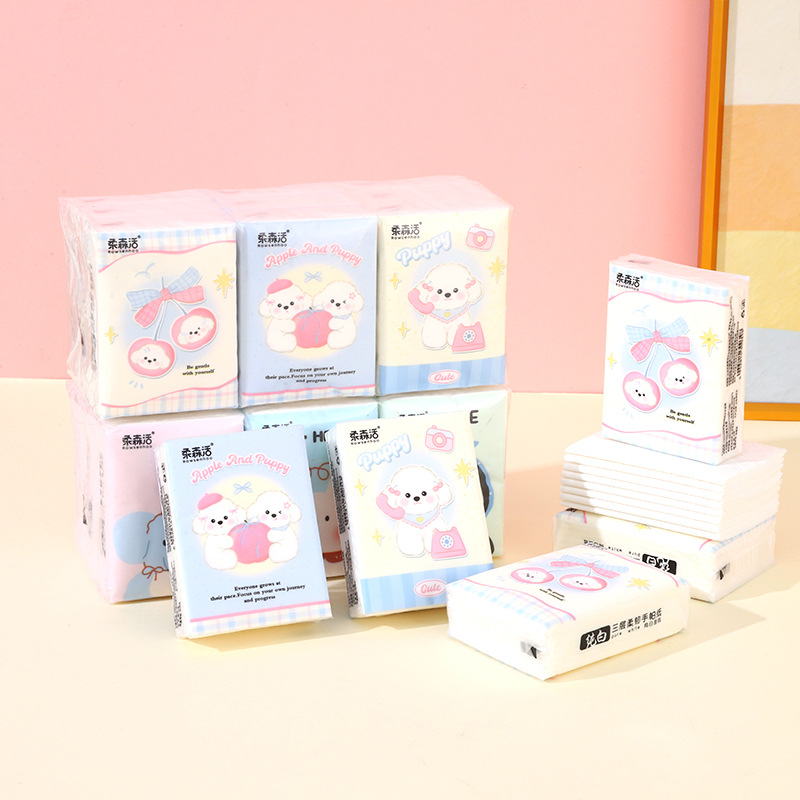 Cute Cartoon Pocket Tissues 3-Ply Thick Travel Facial Tissues Disposable Portable Mini Paper Handkerchiefs for On-the-Go Use - Napki