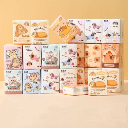 Cute Cartoon Pocket Tissues 3-Ply Thick Travel Facial Tissues Disposable Portable Mini Paper Handkerchiefs for On-the-Go Use - Napki