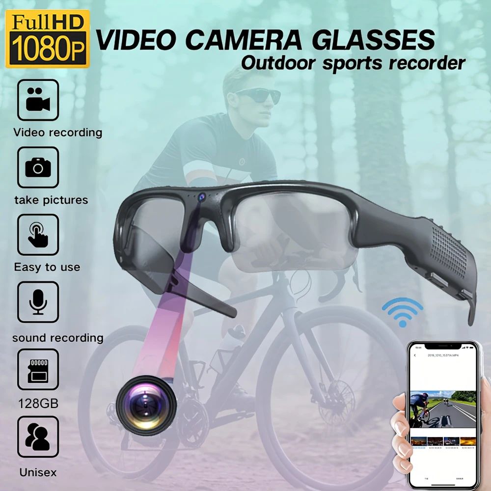 HD 1080P Glasses WIFI Camera Outdoor Bicycle Motorcycle Security Protection Sunglasses Video Camera Polarized Lens Sports Cam