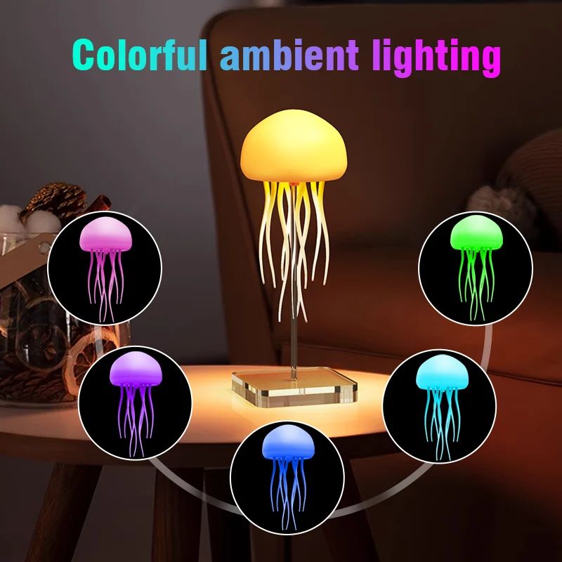 Rechargeable Dynamic Jellyfish LED Lamp, RGB Gradient, Voice Control, Hanging Indoor Light Table Lamp Decorative light