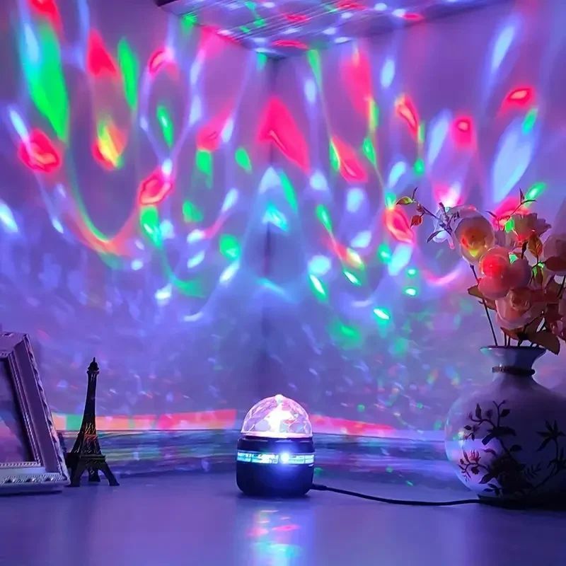 Starry Sky Projector Light Remote Control Rotating Aurora Galaxy LED Spotlight USB Plug-in Magic Ball Stage KTV Atmosphere Decor