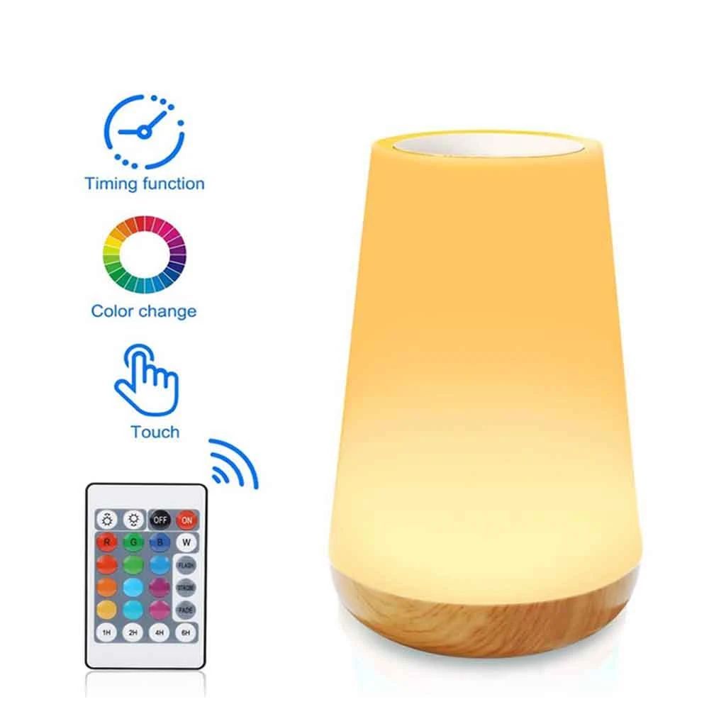 13 Color Changing Night Light RGB Remote Control Touch Dimmable Lamp Portable Table Bedside Lamps USB Rechargeable Night Lamp
