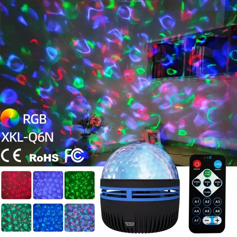 Starry Sky Projector Light Remote Control Rotating Aurora Galaxy LED Spotlight USB Plug-in Magic Ball Stage KTV Atmosphere Decor