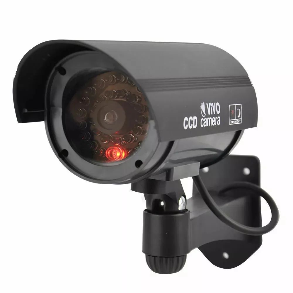 Fake Dummy Camera Security Surveillance CCTV Silver/Black With Red LED Flashing Light Waterproof Outdoor Indoor Silver/Black