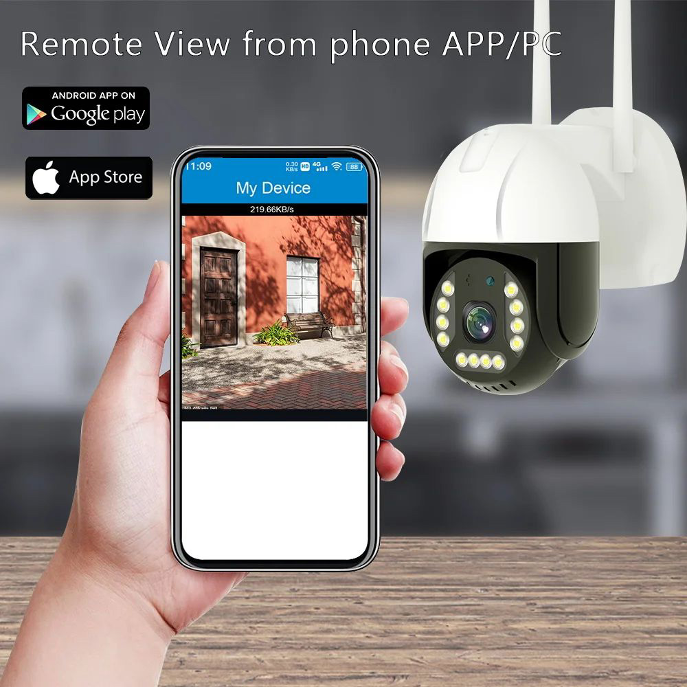 Outdoor PTZ Camera 4G Sim Card LTE RJ45 Network Port Wired CCTV Camera 8MP 1080P 4G Camera