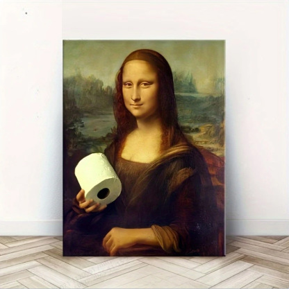 🔥2025 Christmas Hot Sale🎁 Mona Lisa Holding Nose Bathroom Canvas Art