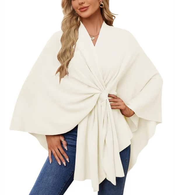 🔥Elegant Shawl Wraps Soft Open Front Poncho Sweater