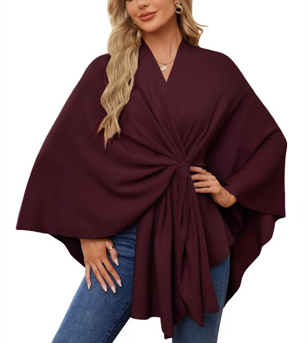 🔥Elegant Shawl Wraps Soft Open Front Poncho Sweater
