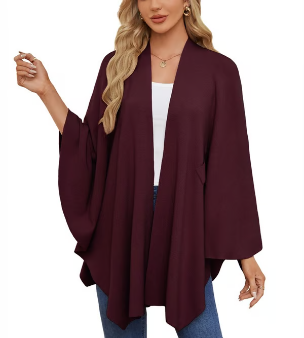 🔥Elegant Shawl Wraps Soft Open Front Poncho Sweater