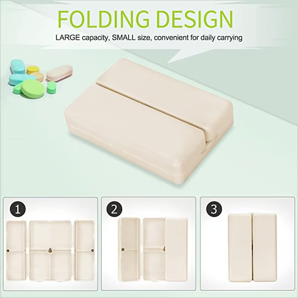 Daily Pill Organizer, 7 Compartments Portable Pill 