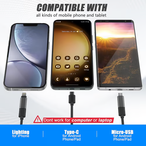 🔎 Plug-and-Play Endoscope Camera - Compatible with Android & iPhone & ipad for Direct Connection