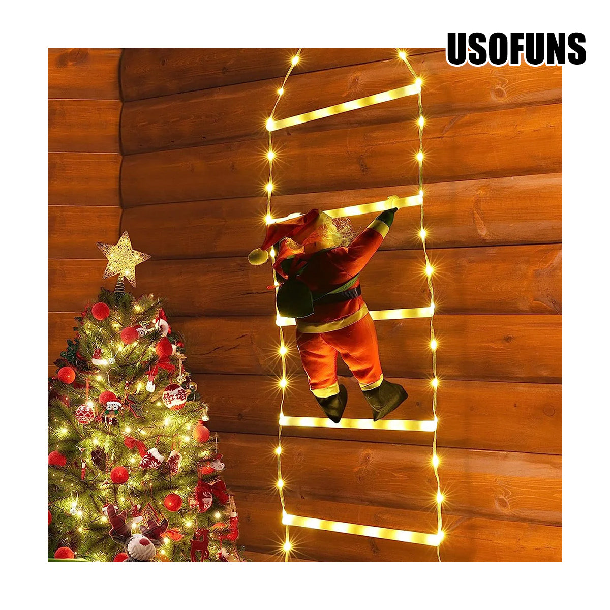 Christmas Santa Climbing Stairs Light