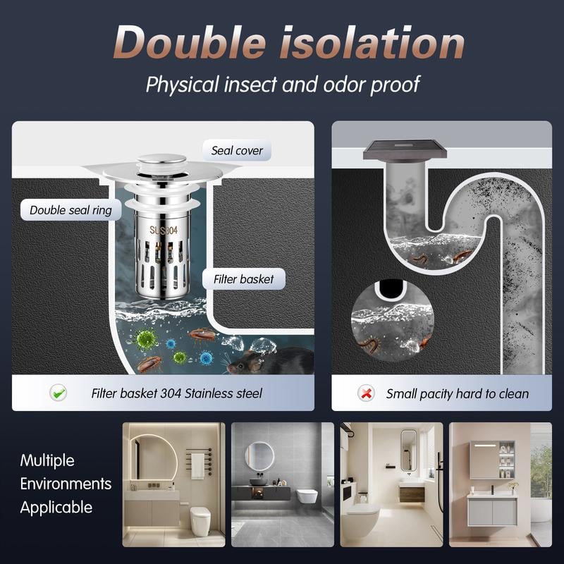 🔥LAST DAY SALE 49% OFF - 🚿Universal Stainless Steel Drain Strainer 🔥