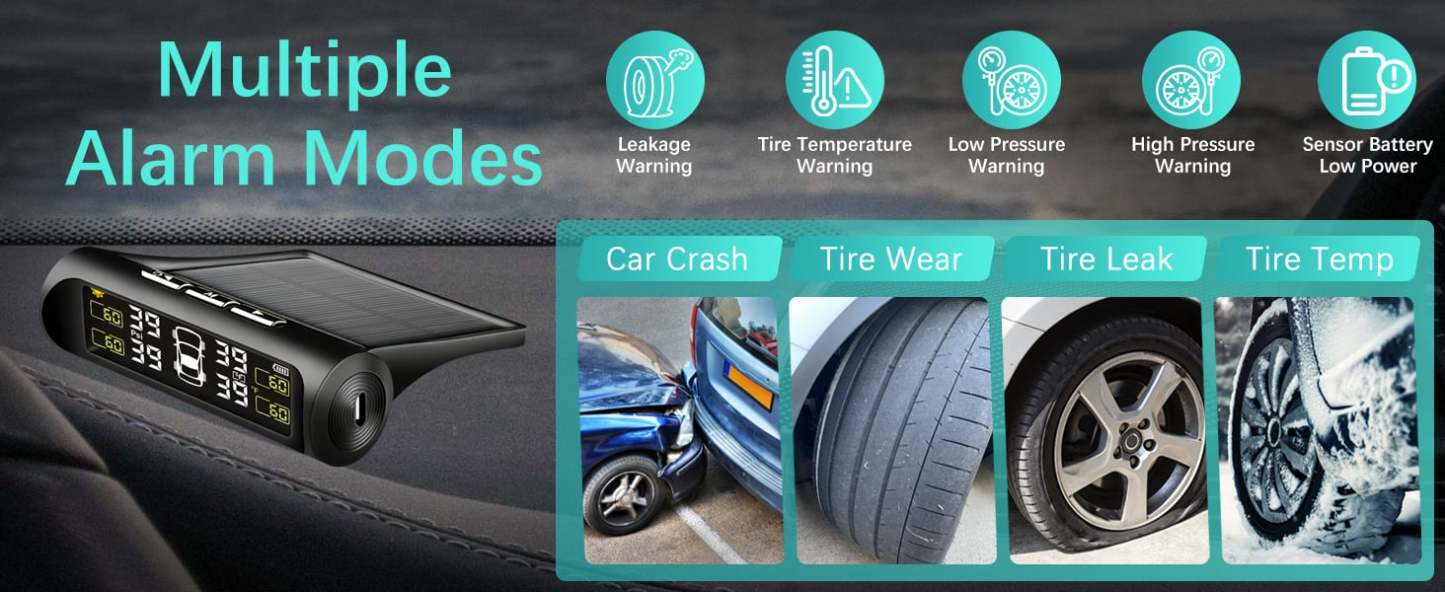 📟 Digital TPMS – Accurate Tire Pressure & Temperature Monitoring