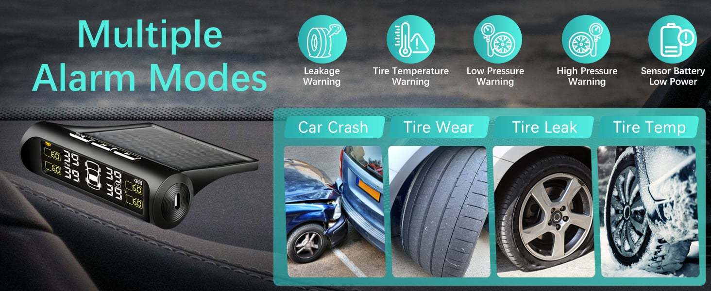 📟 Digital TPMS – Accurate Tire Pressure & Temperature Monitoring