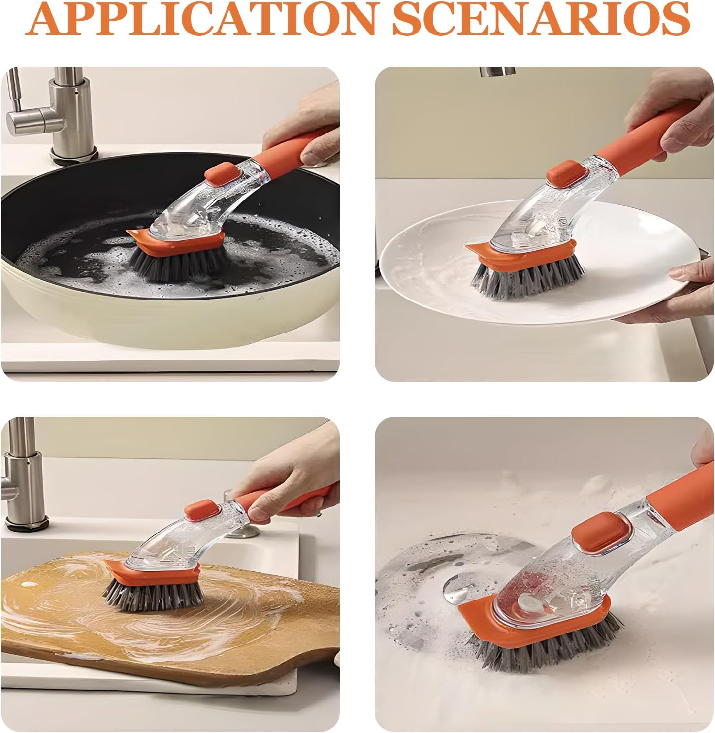 🔥 Dish Brushes with Soap Dispenser with Handle-Kitchen Scrubber Brushed - Buy 2 Get 1 Free