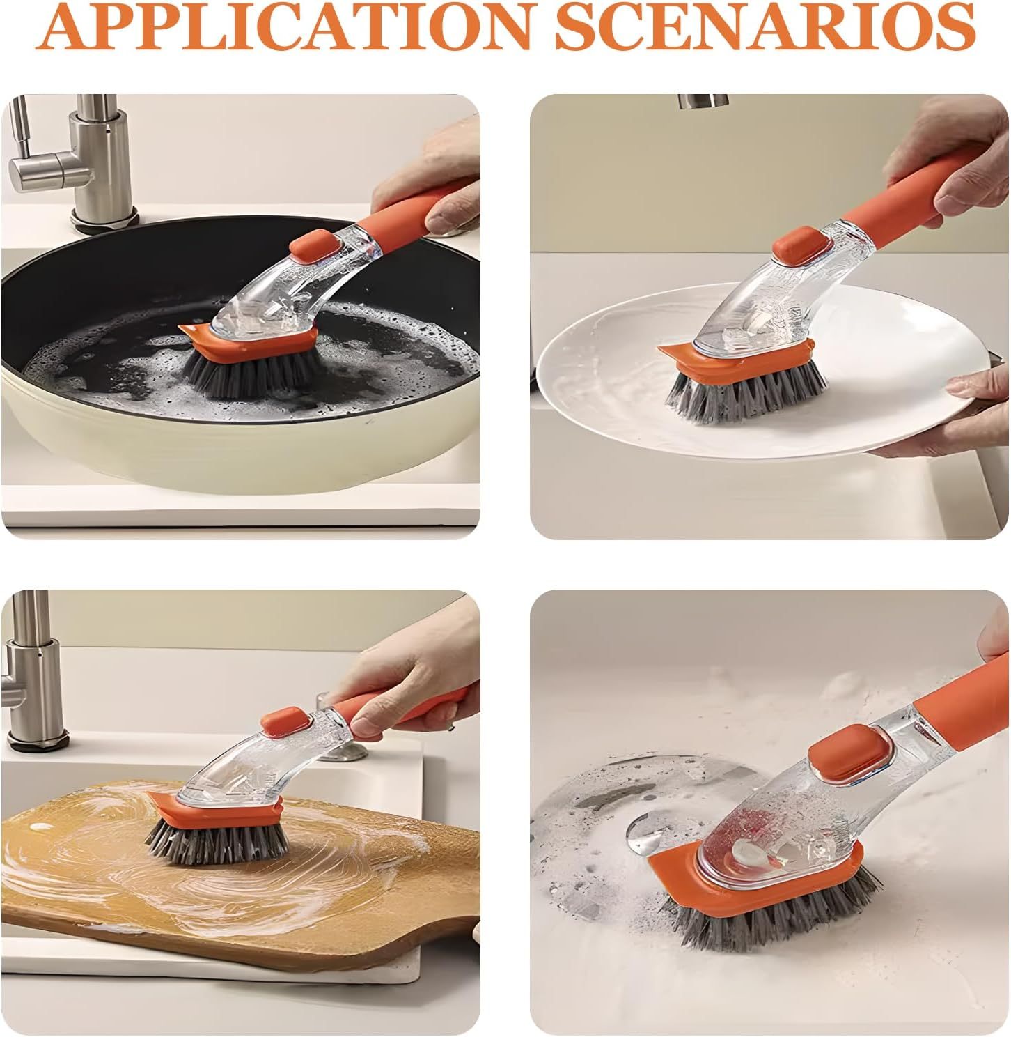 🔥 Dish Brushes with Soap Dispenser with Handle-Kitchen Scrubber Brushed - Buy 2 Get 1 Free