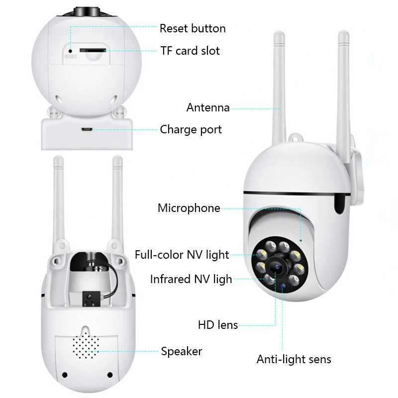 8MP Wifi IP Wireless Security Surveillance PTZ Camera 4X Zoom Cameras Tracking Two-way Audio HD Night Color Cam