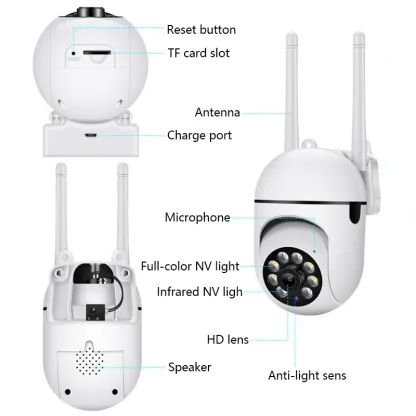 8MP Wifi IP Wireless Security Surveillance PTZ Camera 4X Zoom Cameras Tracking Two-way Audio HD Night Color Cam