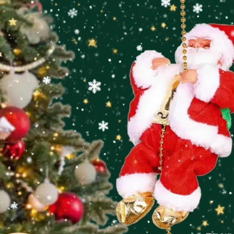 🔥Last Day 40% Off | Climbing Santa Motorized Christmas Toy | With Music and Movement | Holiday Gift Decor