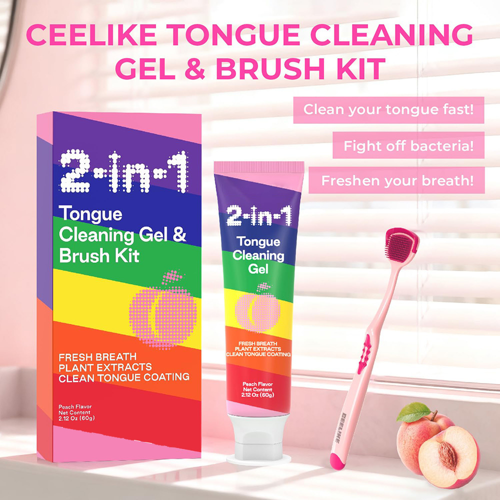 2-in-1 Tongue Cleaner Kit with Plant Extracts for Instant Fresh Breath