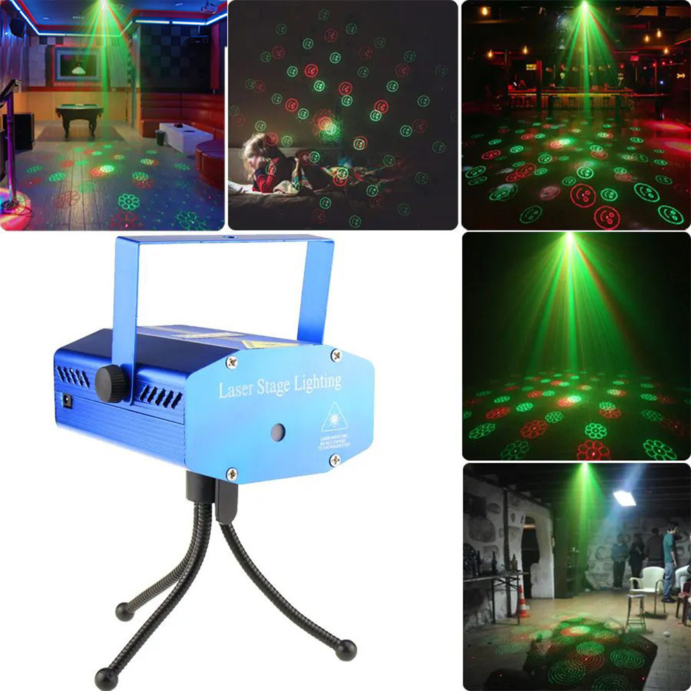 6 in 1 Full Star Laser Stage Lights Self Propelled Sound Control KTV Laser Remote Control Flash Lights
