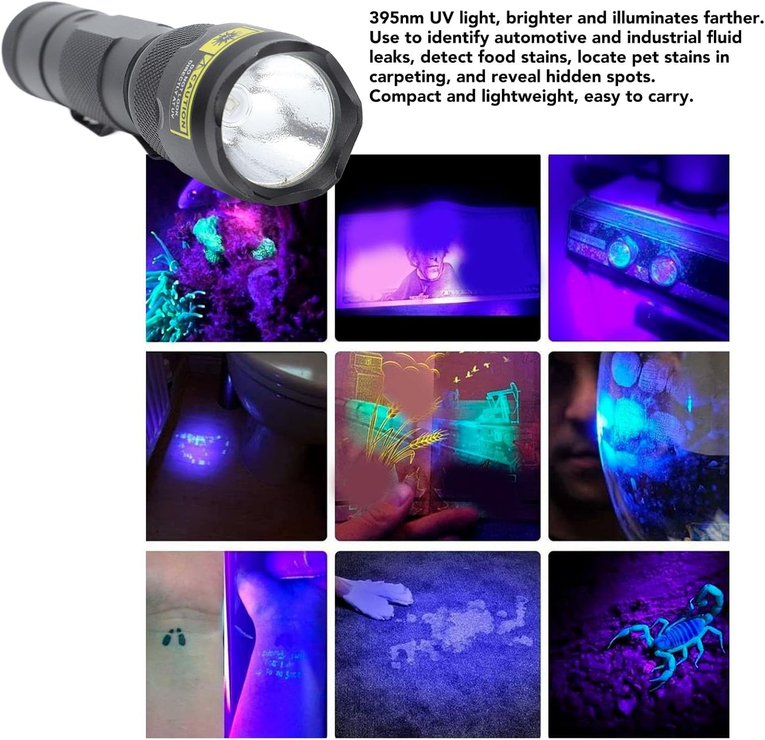 ✨Home Essentials🛡️LED 395nm Flashlight Detector for Dogs, Urine Stains, Bedbugs, and Scorpions