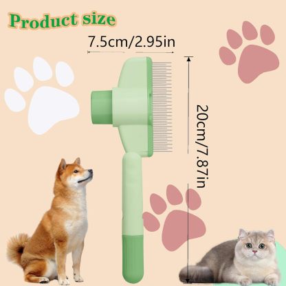 Cat Comb Dog Comb Pet Hair Removal Tool Flea Comb for Cats and Dog Lice Comb Cat Brush with Release Button Self-Cleaning with Long & Short Stainless Steel Metal Teeth for Shedding
