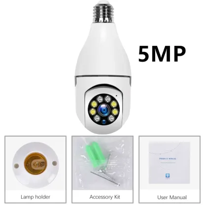 V380 Pro CCTV Bulb Camera WIFI 5MP Indoor Outdoor Wireless Connect To Cellphone 360