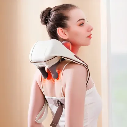 Massager - Neck and Shoulder Massager, Cordless Lymphatic Neck Massager with Heat for Pain Relief Deep Tissue, Portable Recharge