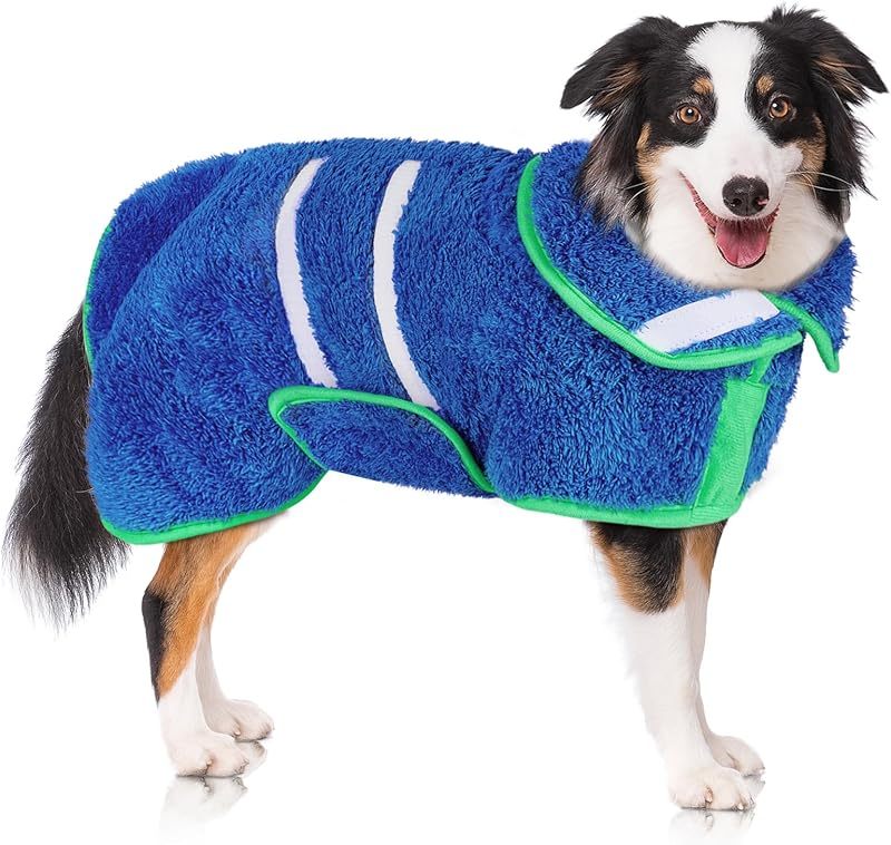 Dog Bathrobe Super Absorbent Dog Towels Large Quick Drying Robes for After Bath Soft Adjustable Warm Keeping Dogs Towel(S-XXL)