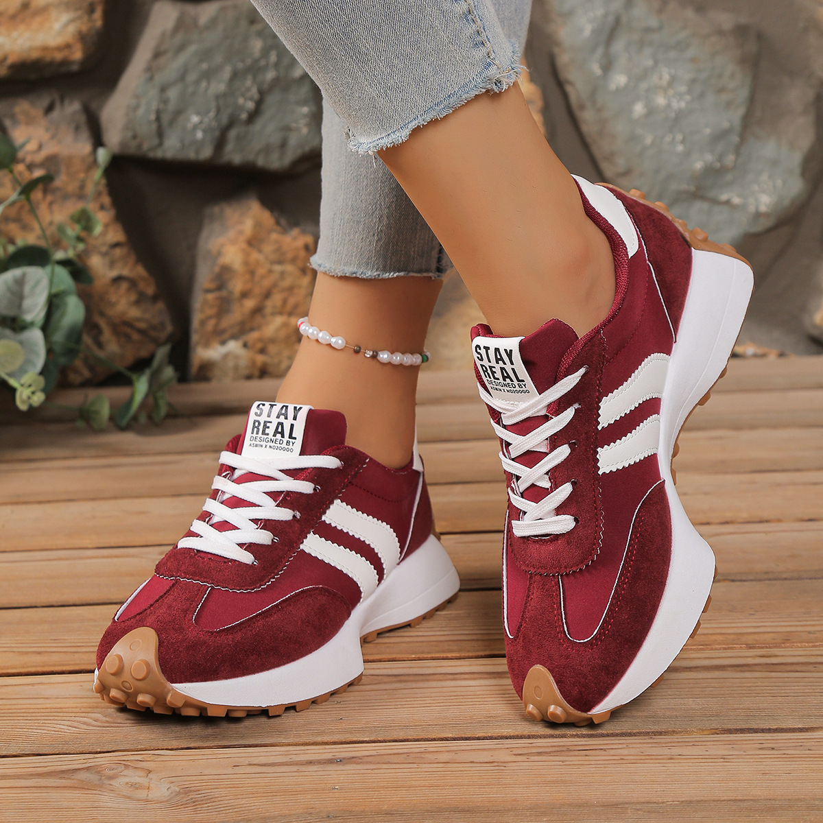 Stay Real Retro Platform Sneakers – Comfy Suede Chunky Sole Casual Shoes (Multiple Colors)