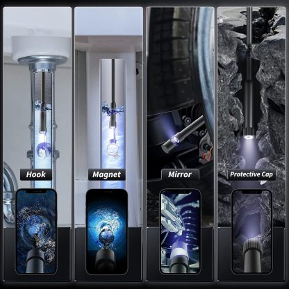 Endoscope Camera with Light, 1920P HD Bore Scope Borescope with 8 Lights, Waterproof 16.4FT Semi-Rigid Cord for Pipe Inspection, Industrial Endoscope for Phones(Black)