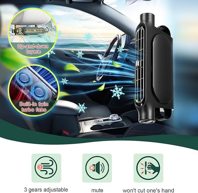 🔥Hot Sale 49% OFF🔥Car Seat Fan USB Plug-in Dual Turbo High Wind Power Car Interior Rear Pillow Car Fan