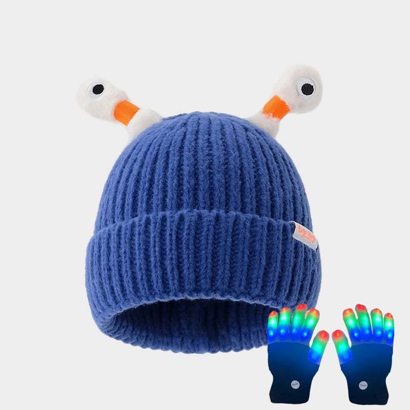 🔥Winter Parent-Child Cute Glowing Little Monster Knit Hat