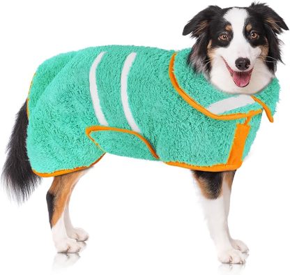Dog Bathrobe Super Absorbent Dog Towels Large Quick Drying Robes for After Bath Soft Adjustable Warm Keeping Dogs Towel(S-XXL)