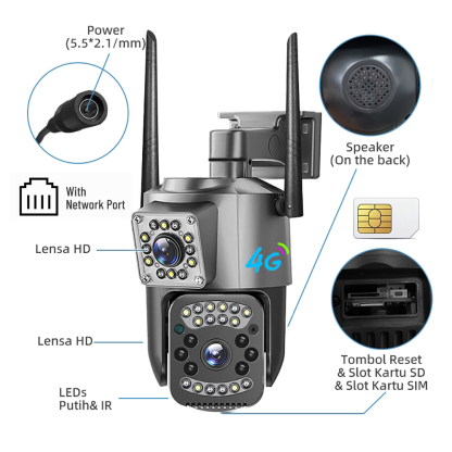 V380 SIM Card Network Bullet PTZ Kamera 8MP Outdoor Security CCTV 4G Dual Lens PTZ Camera