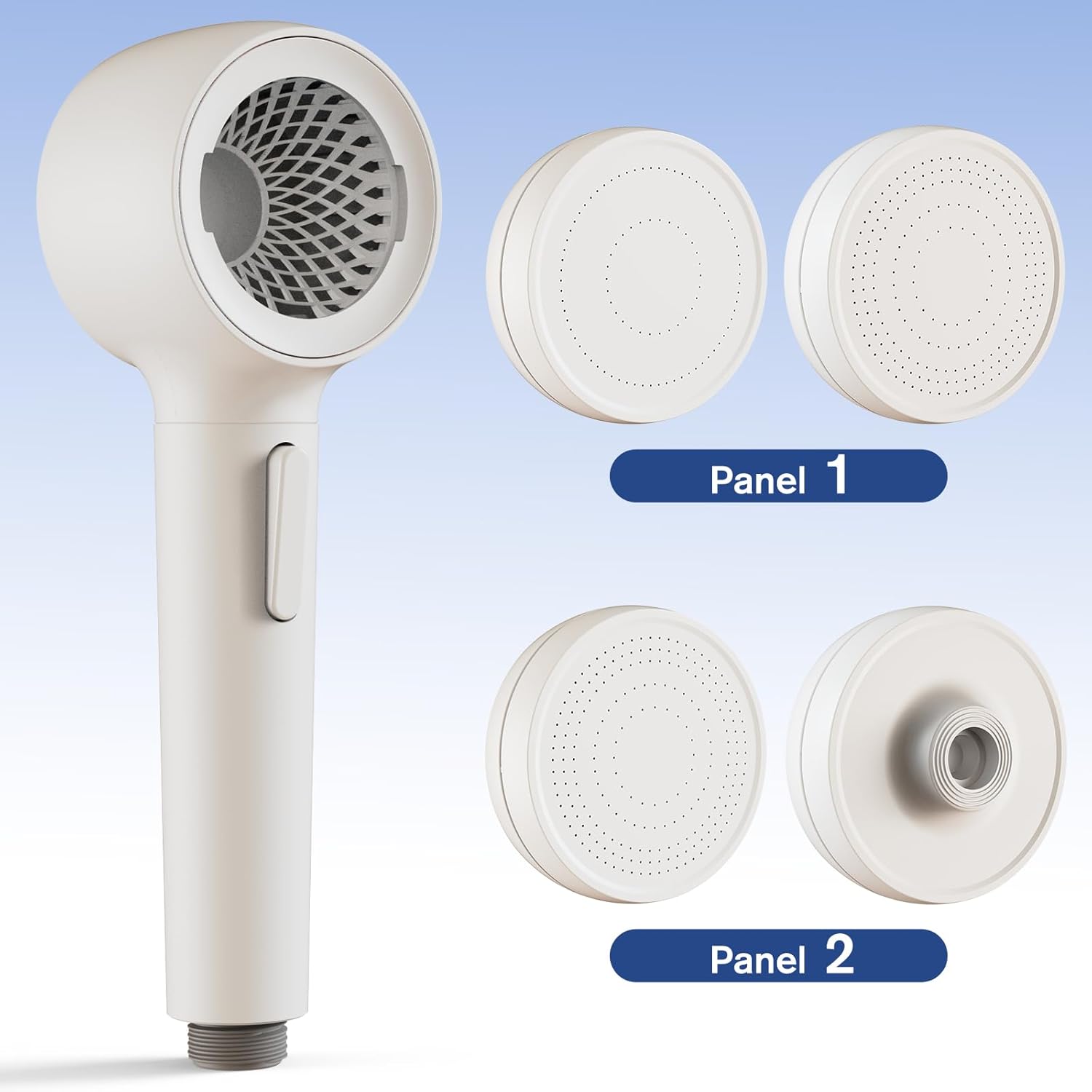 Shower Head with Handheld, High Pressure Shower Heads with 3 Modes, 360° Rotating Handheld Shower Head, Backwash Anti Clogging Showerhead with 2 Panels