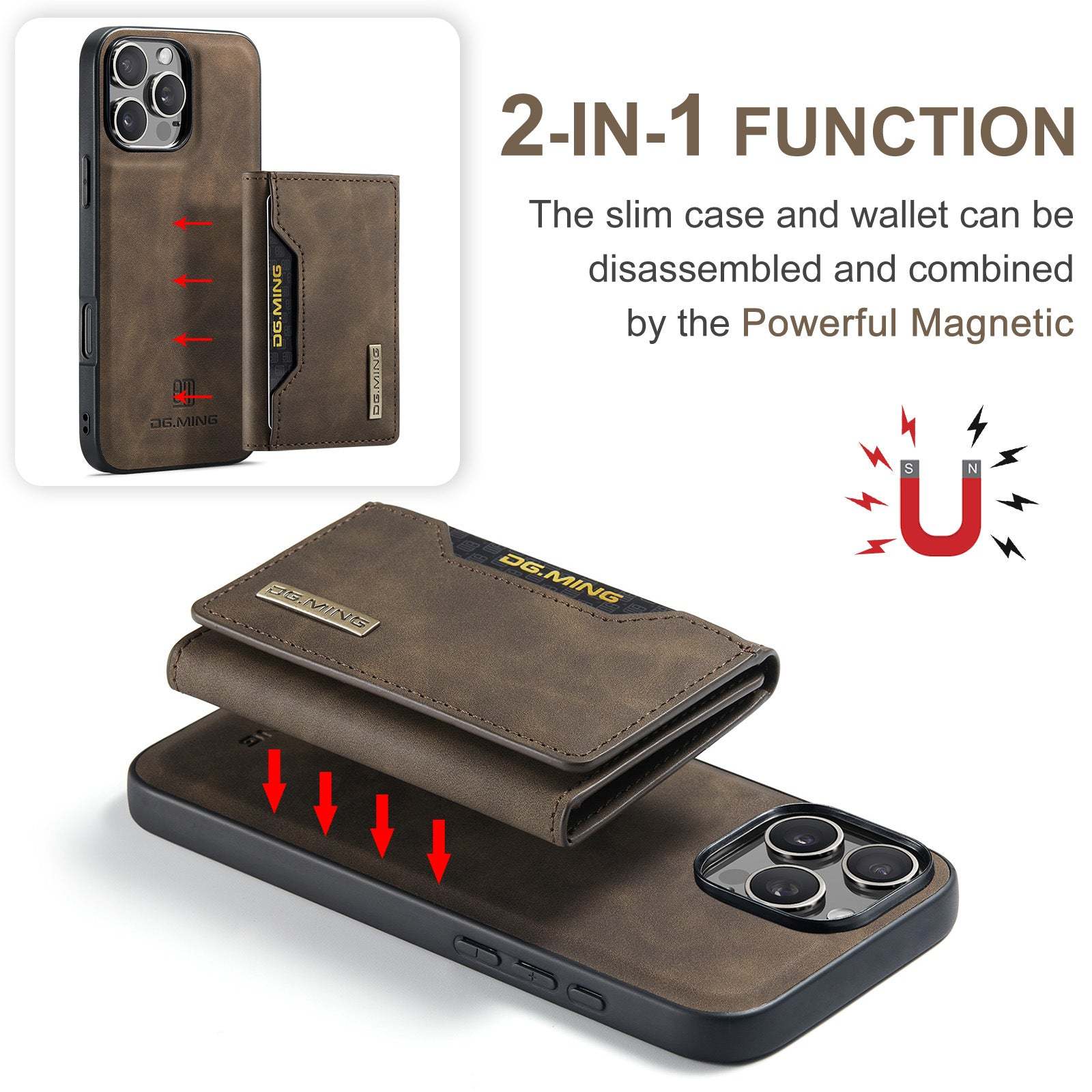 🔥 2025-Hot Pick 🔥 2 in 1 Multifunctional PU Leather Phone Case with Magnetic Wallet