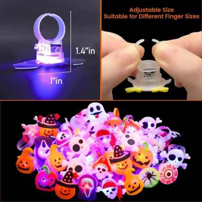 💍 Halloween Hot Sale Promotion 49% OFF🔥 Halloween 50Pcs LED glowing ring(Featuring 18 creepy-cute shapes)