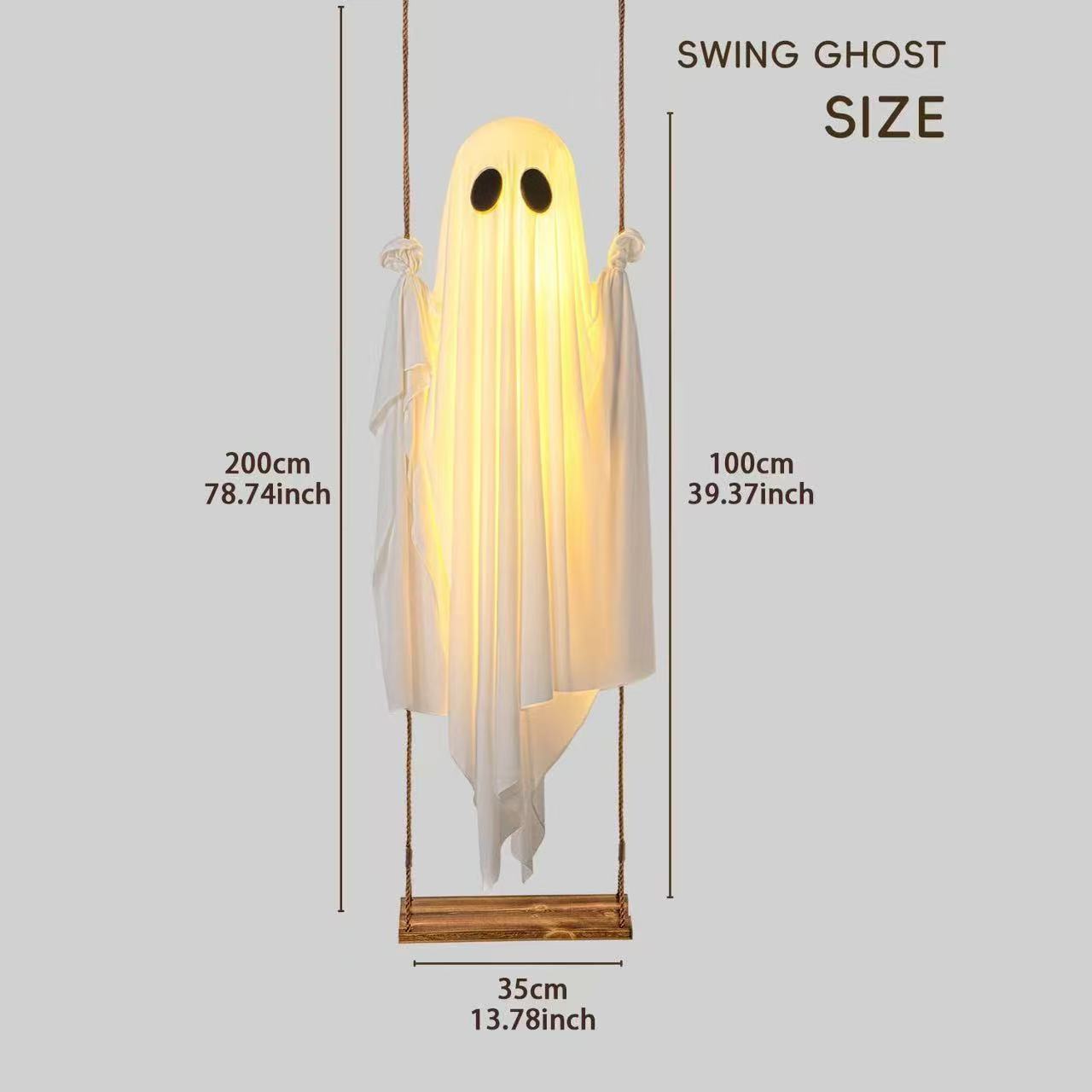 🔥ON SALE🔥Hanging Swing Ghost Halloween Decor with String Lights