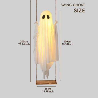🔥ON SALE🔥Hanging Swing Ghost Halloween Decor with String Lights