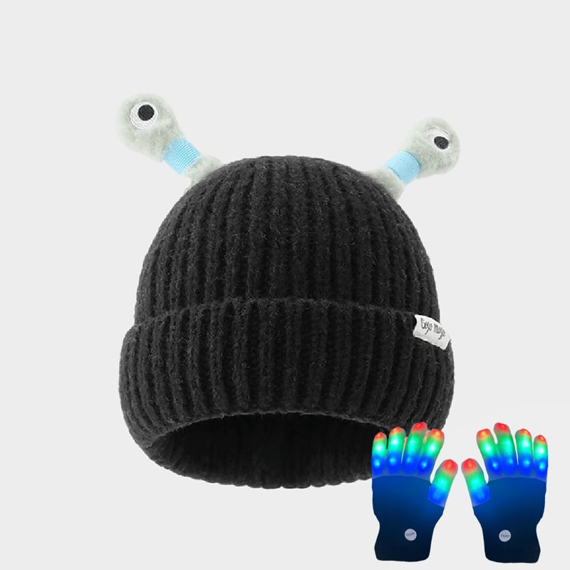 🔥Winter Parent-Child Cute Glowing Little Monster Knit Hat