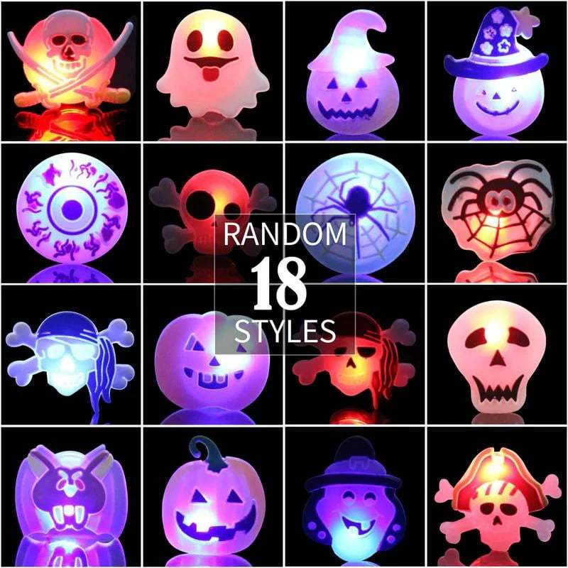 💍 Halloween Hot Sale Promotion 49% OFF🔥 Halloween 50Pcs LED glowing ring(Featuring 18 creepy-cute shapes)