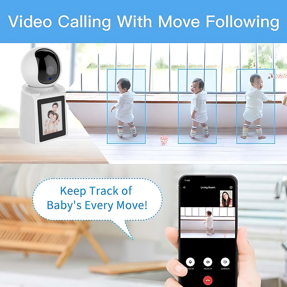 2025 New 2MP Baby Monitor Video Calling Smart Wifi Camera with Two Way Audio Indoor Auto Tracking Wireless PTZ Cameras
