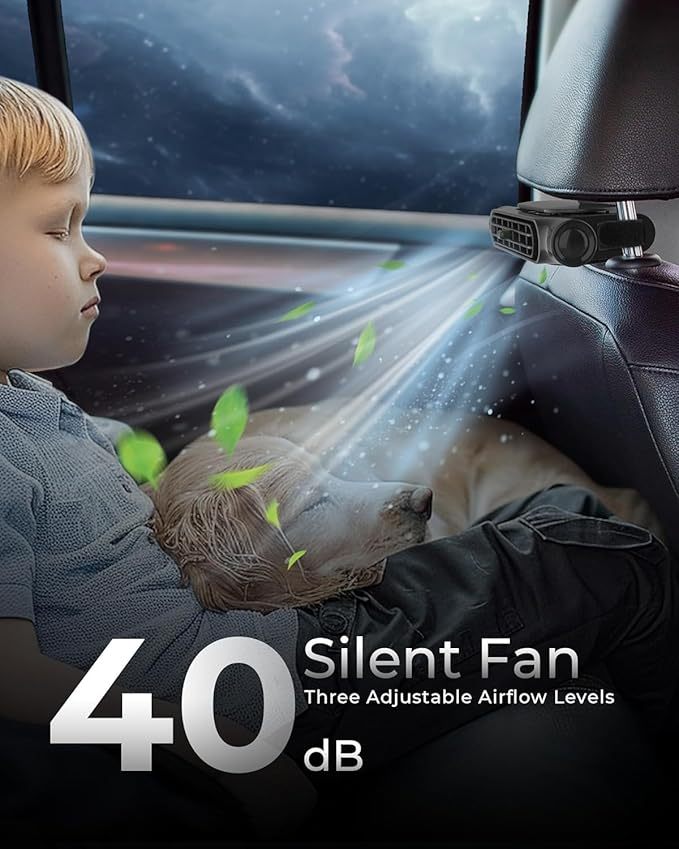 🔥Hot Sale 49% OFF🔥Car Seat Fan USB Plug-in Dual Turbo High Wind Power Car Interior Rear Pillow Car Fan