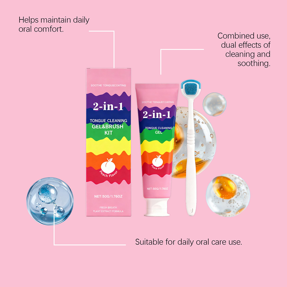 2-in-1 Tongue Cleaner Kit with Plant Extracts for Instant Fresh Breath