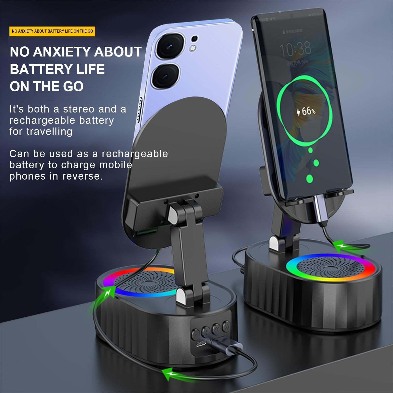 🤳🏻3-in-1 Bluetooth Speaker Phone Stand with Power Bank