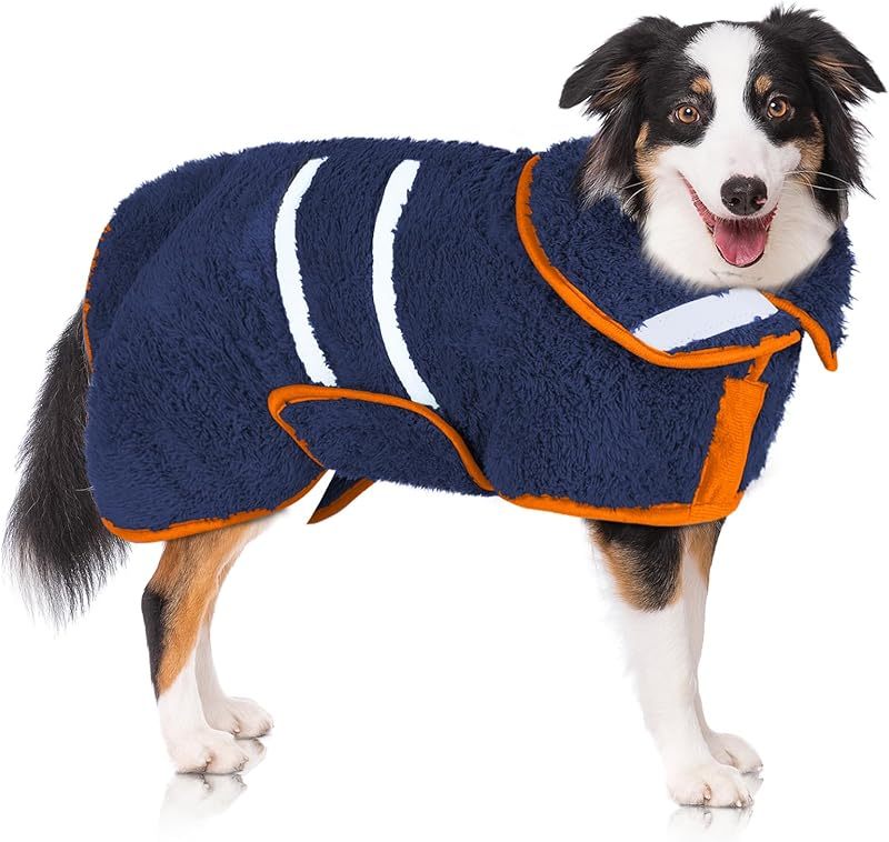 Dog Bathrobe Super Absorbent Dog Towels Large Quick Drying Robes for After Bath Soft Adjustable Warm Keeping Dogs Towel(S-XXL)