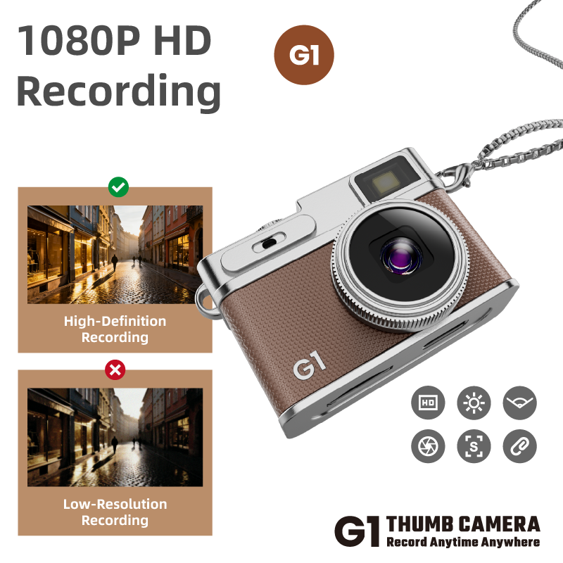 Mini Retro Camera with 1080P Video, 12MP Photos, Keychain Digital Camera
